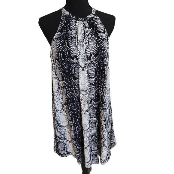 Nicole Miller Dresses & Skirts - Nicole Miller Womens Snake Print Halter Sleeveless Mini Dress Black White Medium